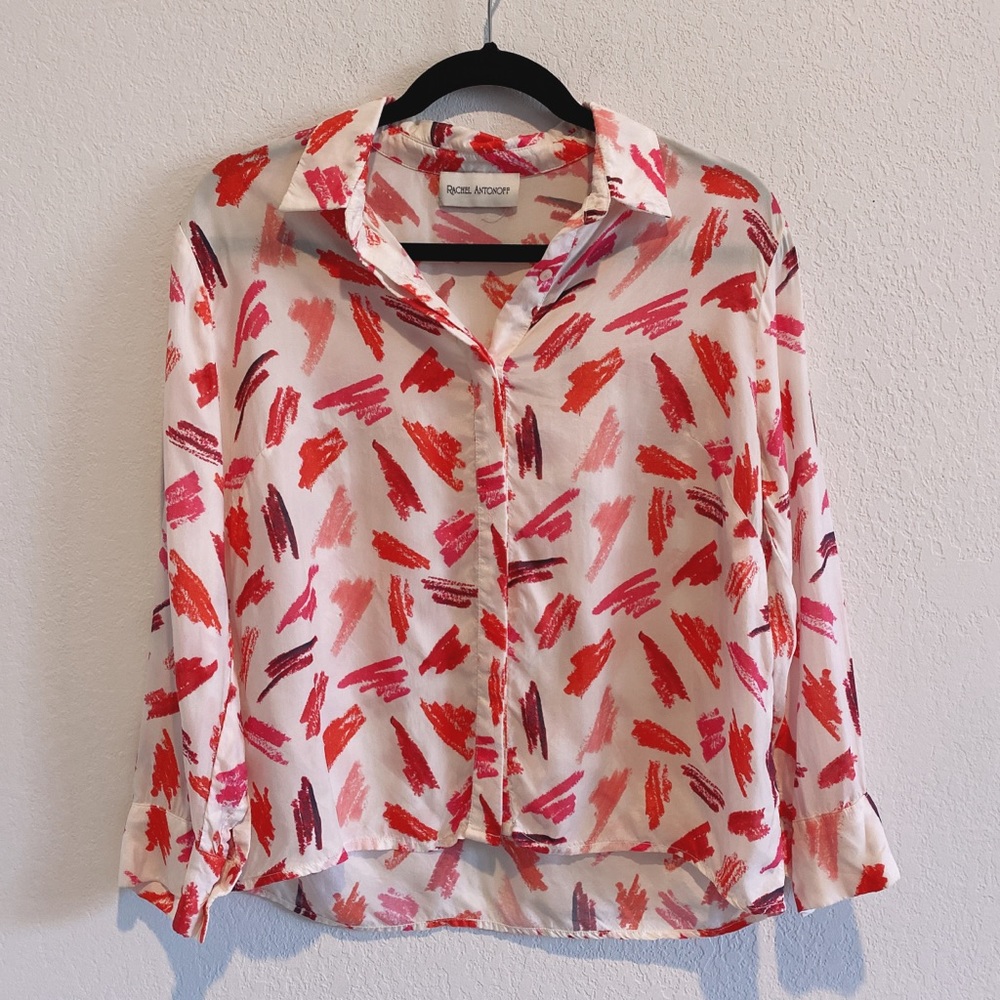 Rachel Antonoff Lipstick Swatch Button Down Top